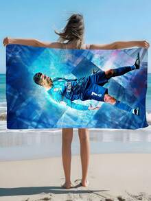 1pc Football Graphic Beach Towel, Versatile For Beach, Swimming Pool, Bathroom, Camping, Yoga, Multi-Purpose Use - Multicolor - View 3