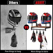 Soporte de pared para cascos, placa soporte para exhibir y almacenar cascos de motocicleta con 4 ganchos para guantes, para la mayoría de cascos y ropa - Unitalla - Ver 5