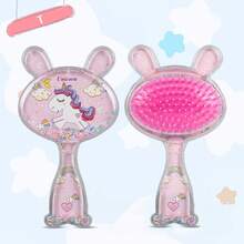 Peine de masaje con líquido de arena movediza y diseño de dibujos animados para niños, cómodo y sin estática para niñas, con diseño de cojín de aire, cuentas y lentejuelas transparentes y coloridas, mango de plástico ABS duradero - Multicolor - Ver 13