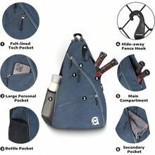 A11N SPORTS Pickleball Bag Reversible Crossbody Sling Bag Backpack For Women Men - Navy - View 3