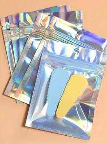 200 pezzi Buste riutilizzabili con chiusura ermetica olografiche, con motivo arcobaleno laser, adatte per buste caramelle per piccole imprese, buste campione con finestra frontale, buste richiudibili, buste per caramelle regalo per le feste