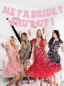 ME? A BRIDE? SHUT UP! Banner For Bachelorette Party Decorations, Funny Bridal Shower Garland Banner For Wedding Engagement Bachelorette Party Supplies Favors, Pink Champaign Silver Black Glitter - Multicolor - View 2