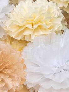 9pcs Paper Pom Poms, White Tissue Flowers, Fluffy Hanging Decoration, For Scene Decor, Home Decor, Room Decor, For Birthday Party Decor, Wedding Anniversary Party Favor, Business Graduation Gift Decor