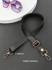 Various Size Replacement Shoulder Straps, DIY Bag Strap, Wallet Strap, Full Grain Genuine Leather, Adjustable Crossbody Strap, Black/Gold/Silver Hardware - Black - View 14