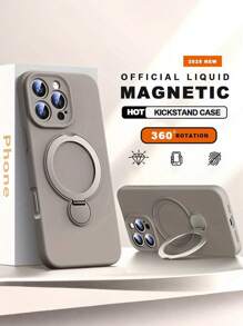 CTEGLODRIX New Luxury Design Magnetic Shockproof Stand Phone Case Compatible With Iphone 13 14 15 16 17 Pro Max With 360° Rotating Stand Camera Lens Protection + Wireless Charging Soft Cover