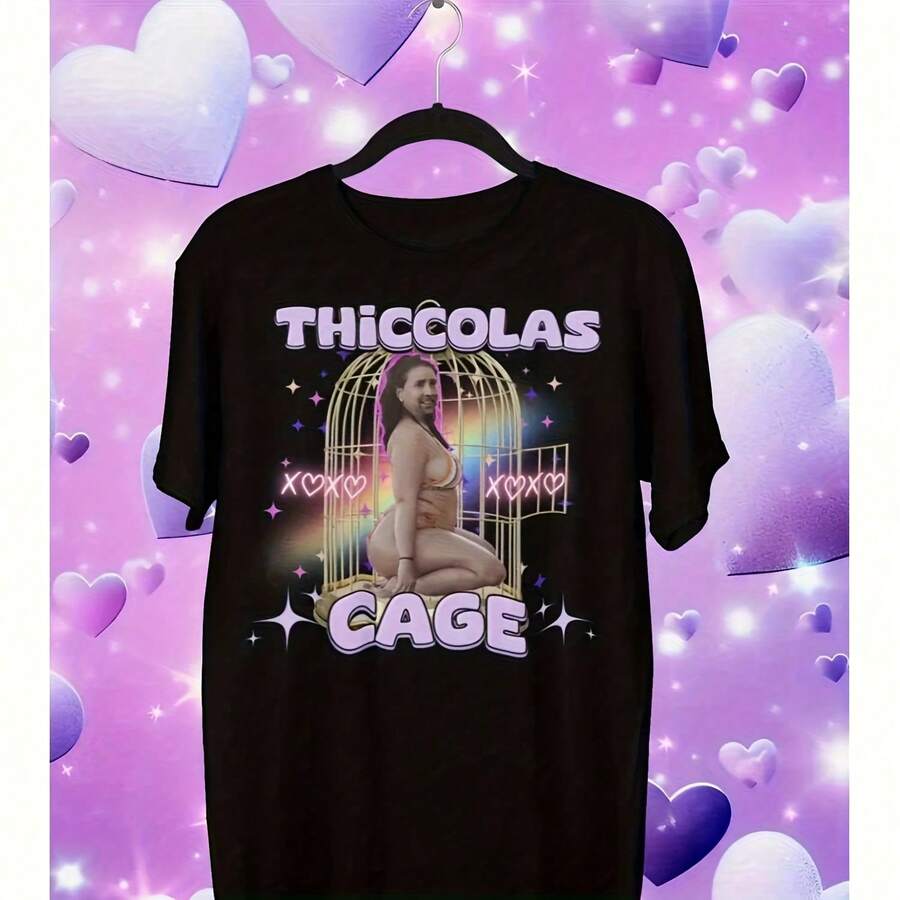 Thiccolas Cage Funny Meme Shirt Gag  Unhinged Gift Inappropriate Cursed Celebs Celebrities Offens Raunchy Stupid Meme1220G Pure Cotton T-Shirt - Perfect For Family Gatherings, Vacations, And A Warm Gift For And Family, Enjoy Ultimate Comfortcotton Manfinity Ropa De Hombre Clog S Camias De Hombre Matching Outfits For Couples 's Couple Matching Clothes Vintage Shirts Sumwon Streetwear Sumwon Hombre Dmanfinity Romwe Summer Clothes Horror Y2k Anime Shirt Graphic S Streetwear Cistian Clothes Funny T Shirts Band S Beer Shirt Dad - 黑色 - 查看 1