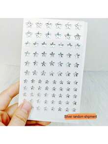 1pc Star Shaped Rhinestone Makeup Graffiti Sticker, 3D Decorative Sticker For Christmas - White - View 2