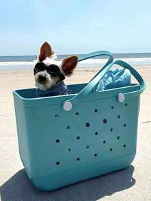 Large Waterproof Washable Tip Proof Durable Open Tote Bag For The Beach Boat Pool Sports,Women's EVA Beach Tote Bag With Ventilation Holes - Lightweight Durable Solid Color Open Top Design For Poolside, Shopping & Picnics - Stylish Holiday Accessory, Beach Bag