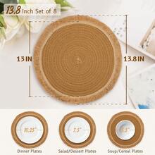 Local Delivery-12 In Round Woven Placemats Plate Chargers Set Of 10, Rattan Wicker Table Mats For Dinner Plates, Boho Farmhouse Rustic Place Mats For Dining Table Decor - Khaki - View 8