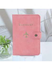 Multi-Card PU Passport Holder - Snap Closure, Faux Leather Lining, Airplane Pattern Passport Case, Minimalist Travel Accessory - Convenient Document Storage And Travel Items, Holiday Supplies Travel Stuff Travel Organiser Travel Items Travel Wallet Passport Holder Passport Wallet Beach Vacation Bag Summer Christmas Vacation