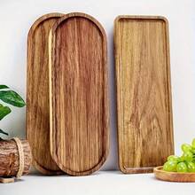 天然相思木木制托盘，适用于餐点、奶酪板、寿司、甜点、婚礼、派对、厨房装饰托盘、多功能小吃托盘，适合感恩节、圣诞节、母亲节和其他节日派对使用 - 咖啡棕 - 查看 11