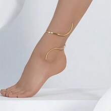 1 pièce Bracelet de cheville élégant en forme de S, design vintage élégant et superposé pour femme, idéal au quotidien ou pour les fêtes. Bracelets de cheville et accessoires pour pieds, style rétro européen et américain, linéaires et géométriques, à la mode pour l'été et la plage.