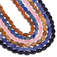 4x6毫米天然椭圆形石珠玫瑰石英碧玉隔珠适用于珠宝制作手工DIY项链手链吊坠配件