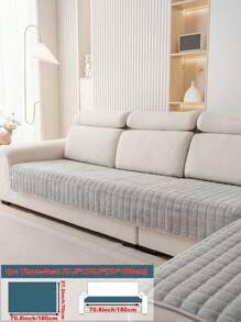 1 pièce Housse de canapé sectionnel antidérapante et lavable Veet pour canapés en L à 3 coussins avec design matelassé, fermeture magnétique et protection pour animaux de compagnie - Housse de canapé grise en peluche