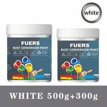 Metal Anti-Rust Paint & Rust Conversion Paint Combo Set, Suitable For Indoor & Outdoor Metal And Rust-Affected Surfaces, Waterproof, UV-Resistant, Quick-Drying, For Covering & Repairing Rust On Metals, Multiple Colors, Safe & , Odorless, Available In 180g/300g/500g Sizes