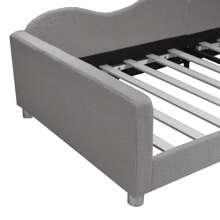 Sairedel Cama infantil estofada 90*200cm, sofá-cama, estrutura de cama, tecido de pelúcia, cama multifuncional macia com encosto e braços, cama juvenil, cama de hóspedes rosa