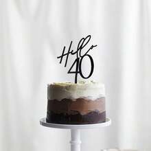 1pc/3pcs/6pcs/12pcs Black Acrylic Hello18/21/30/40/50/60th Birthday Cake Topper For Birthday Party Cake Dessert DIY Decoration Supplies