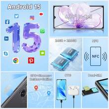 OUKITEL C61 Pro Android 15 Smartphone Unlocked, 24GB+256GB/1TB Mobile Phone Unlocked, 6.88" HD+ 90Hz Screen, 5150mAh Smartphone, 13MP+5MP Camera, Dual SIM 4G Mobile Phone, NFC/Fingerprint/Face ID/OTG - 藍色 - 查看 7