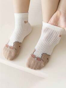 5 Pairs Of Spring/Summer Mesh Socks For Boys And Girls Aged 1-16, Ankle Socks, Cute. Girl Socks - Multicolor - View 5