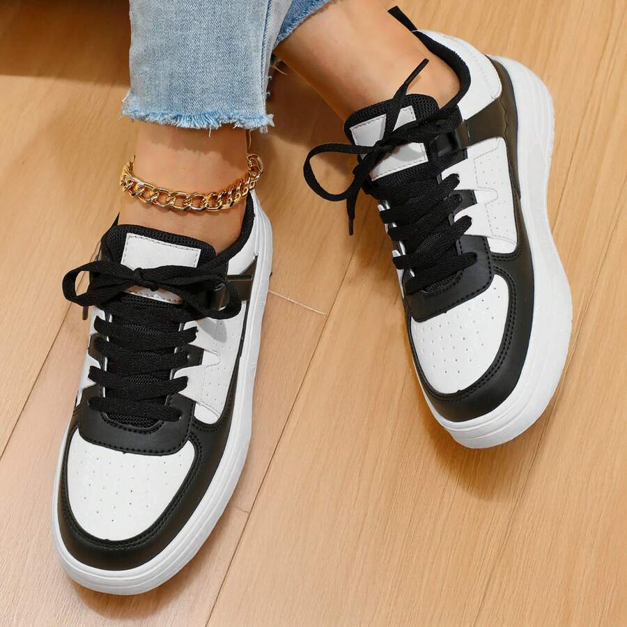 Sneakers For Women Summer Style Airy Design Casual Everyday Wear - Black and White - View 1