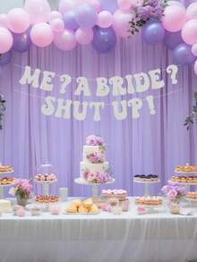 ME? A BRIDE? SHUT UP! Banner For Bachelorette Party Decorations, Funny Bridal Shower Garland Banner For Wedding Engagement Bachelorette Party Supplies Favors, Pink Champaign Silver Black Glitter - Multicolor - View 3