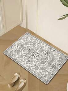 1 szt. dywanik w stylu boho vintage, zmywalny, odpowiedni do sypialni, beżowy dywanik do salonu, miękki, antypoślizgowy, nie gubiący włosia dywanik z imitacji wełny z kwiatowym motywem do przedpokoju, do kuchni, na stół jadalny, dywanik kuchenny, mata kuchenna, dywanik kuchenny, wycieraczka, mały dywanik, dywanik, dywanik, mata podłogowa, dekoracja wnętrz, dywanik, mata zewnętrzna, dekoracja wnętrz, dywanik, dywanik do sypialni, zmywalny dywanik - Wielokolorowe - Zobacz 3