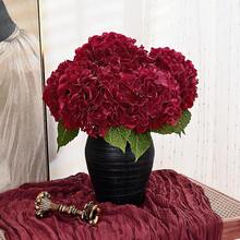 MARTINE MALL 3Pcs 21in Hydrangea Artificial Flowers, Latex Real Touch Hydrangeas Lifelike Large Hydrangea Flowers For Home Decor Party Arrangements Wedding Bouquets Centerpieces (Blue) - Burgundy - View 2