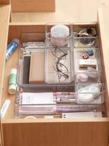 1/4pcs Simple Transparent Drawer Storage Box, Small Items Organizer Stackable Boxes Sun Travel Cool For Women Storage Organizer Travel Essentials Back To School Dormitory Storage