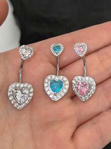 1 Stück minimalistischer Strass-Herz-Bauchnabel-Piercing-Ring, modischer sexy Körperschmuck Bauchnabel-Schmuck