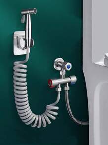 Set di bidet da toilette in acciaio inossidabile durevole e che risparmia acqua, incluso valvola di scarico dell'urinale, potenziatore di pressione senza perforazione e valvola angolare multifunzione con doccetta bidet femminile - facile da installare, ideale per ristrutturazioni bagno. Caratteristiche: potenziamento della pressione integrato, design antideflagrante e anti-rottura, un must per la pulizia.