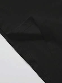 Versatile Loose Cherry & Letter Print Round Neck Short Sleeve T-Shirt, Summer - Black - View 5