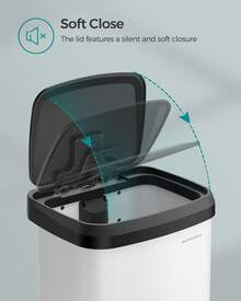 SONGMICS Kitchen Trash Can, 13 Gallon (50 L) Stainless Steel Garbage Can, With Stay-Open Lid And Step-On Pedal, Soft Closure, Tall, Large And Space-Saving - 白色 - 查看 4