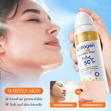 SADOER SPF50 PA+++ 胶原蛋白抗皱美白防晒喷雾，轻盈不油腻，保湿防水，面部防晒，旅行、露营、徒步、登山、户外活动、海滩、夏季护肤的理想之选，送给女性和女孩的礼物（非加压式，手动泵喷头） - 彩色 - 查看 6