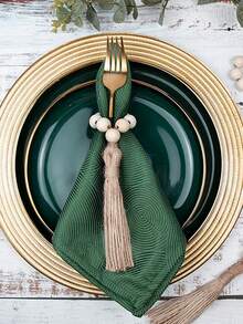 手工串珠花边餐巾环，适用于房间装饰、餐桌装饰、家居装饰，适合节日、派对、生日、婚礼和晚宴 - 彩色 - 查看 6