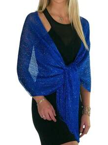 Metallic Glitter Shawl Wrap For Evening Dresses And Weddings - Royal Blue - View 1