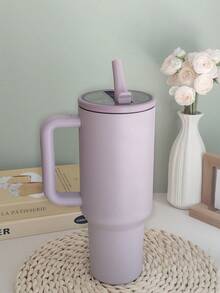 40oz 防漏不锈钢旅行杯/杯子带盖、吸管和手柄，适用于热/冷饮水瓶 40oz 吸管口车载杯不锈钢保温啤酒杯五代手柄冰杯