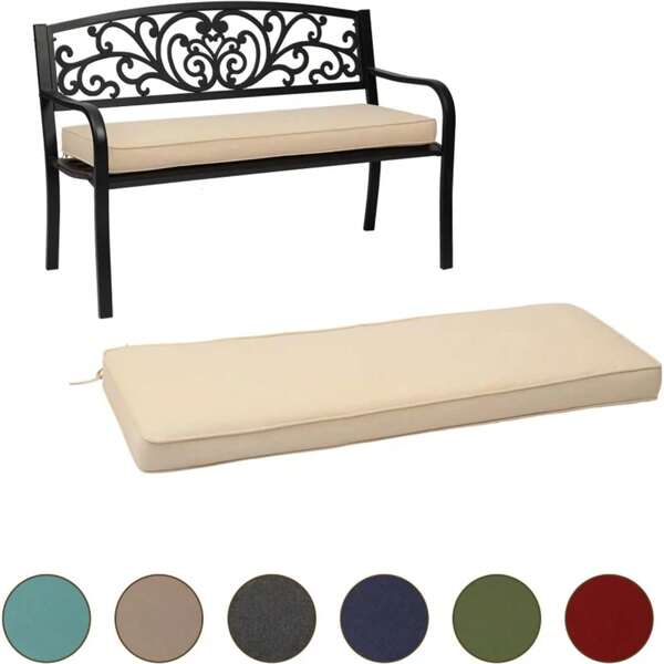 Aoodor 46.5'' X 17.7'' X 3'' Patio Bench Cushion, Olefin Fabric Slipcover Sponge Foam, Outdoor Use