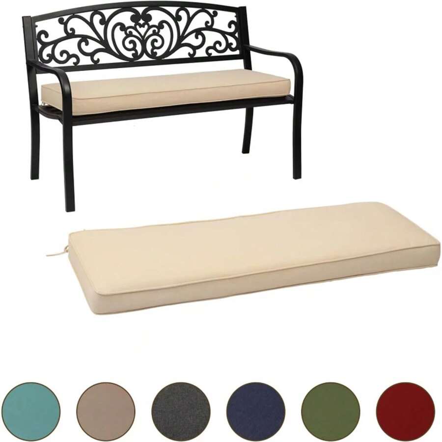 Aoodor 46.5'' X 17.7'' X 3'' Patio Bench Cushion, Olefin Fabric Slipcover Sponge Foam, Outdoor Use