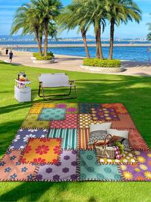 1 tấm thảm dã ngoại/khăn tắm biển in kỹ thuật số chống thấm nước ngoài trời mới, họa tiết thời trang và tươi mới, thích hợp cho cắm trại và dã ngoại - Nhiều màu - Xem 6