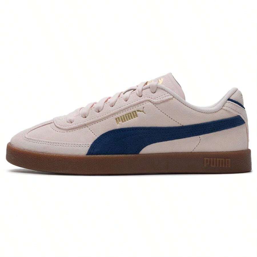 Puma 女式低帮运动鞋，复古休闲鞋，粉色，日常户外简约旅行运动鞋，轻便耐用橡胶外底，街头休闲鞋，400717-17 Club II Era 绒面革 - 粉紅色-藏青色 - 查看 1