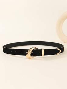 1pc Metallic Irregular Buckle Versatile Velvet PU Waist Belt For Women, Suitable For Daily Wear - Black - View 3
