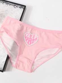 Set da 4 Pezzi Biancheria intima slip per Ragazze Pre-adolescenti, Stampa Semplice Fashion Cuore e Pois, Comodi