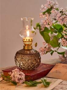 1pc Rustic Large Oil Lamp Vintage Glass Kerosene Lamp Antique Oil Lamps For Indoor Use Emergency Lighting Hurricane Lamp Chamber (Does Not Contain Liquid) Vintage Home Decor Garden Decor Lamp Shade