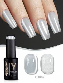 YOKEFELLOW 6瓶10毫升月光猫眼凝胶指甲油，粉紫银蓝全息磁性凝胶，可卸除UV LED持久高光泽反光闪粉美甲，适用于沙龙、家庭DIY及女士礼物 - 彩色 - 查看 13