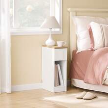 SoBuy Bedside Table With Drawer For Box Spring Bed, Sofa Table, Side Table, Narrow Telephone Table, Bedside Cabinet, Bedside Table, W X H X D Approx.: 20 X 60 X 35 Cm FBT111