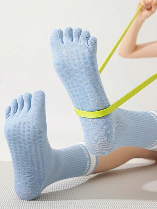 1 par de calcetines profesionales de silicona con dedos separados y agarre antideslizante, aptos para yoga, pilates, gimnasio, viajes y entrenamiento