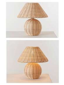 قطعة واحدة مصباح طاولة مصنوع يدويًا من الخيزران والخشب، مصباح بطراز كلاسيكي، مصباح سرير بلمسات خشبية نوردية، مناسب للإقامة المنزلية، غرفة الطعام، التخييم، مصباح أجواء ضوء دافئ