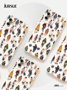 JURSUE Funda de teléfono suave y protectora con diseño divertido y de moda estilo anime JURSUE compatible con iPhone 16, 15, 14, 13, 12, 11 Pro Max, SE 2020, X, XR, XS, 8, 7 Plus YH1009