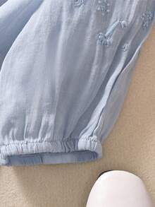 Women's Spring/Summer Embroidered Loose Bohemian Retro Mid-Sleeve Blouse Top, Summer Casual Woman, Country Women - 藍色 - 查看 6