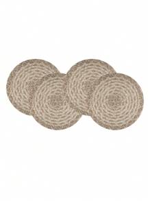 1/4 Stücke Jute + Polyester 15-Zoll Runder Platzdeckchen, rustikales minimalistisches Design, wärmeisolierend rutschfeste dekorative Tischdecke, geeignet für Feiertage und Partys